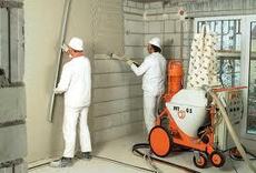 Штукатурка машинным способом (гипсовая, цементная, известняк