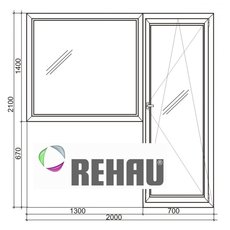 Металлопластиковый балконный блок REHAU дверь+окно. Нежын