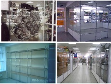 Хромированные перегородки, полки, стилажи