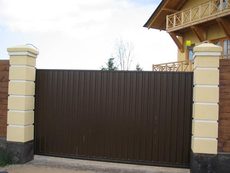 Ворота, откатные, из профлиста.