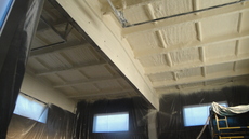 Теплоизоляция напылением пенополиуретана.