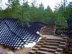 Укрепление склонов георешеткой