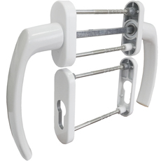 Балконная ручка 2-сторонняя c накладками под цилиндр (белая)