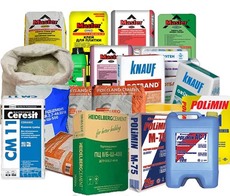 Грунтовки, шпаклевки, штукатурки, клей, затирки, утеплители.